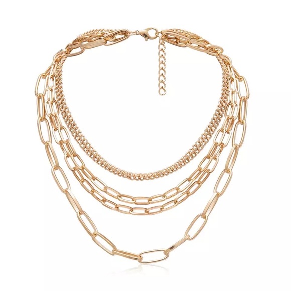 Zara Gold Chains Multi Big Link 1-Chain 5-Layered Necklace - Picture 14 of 16